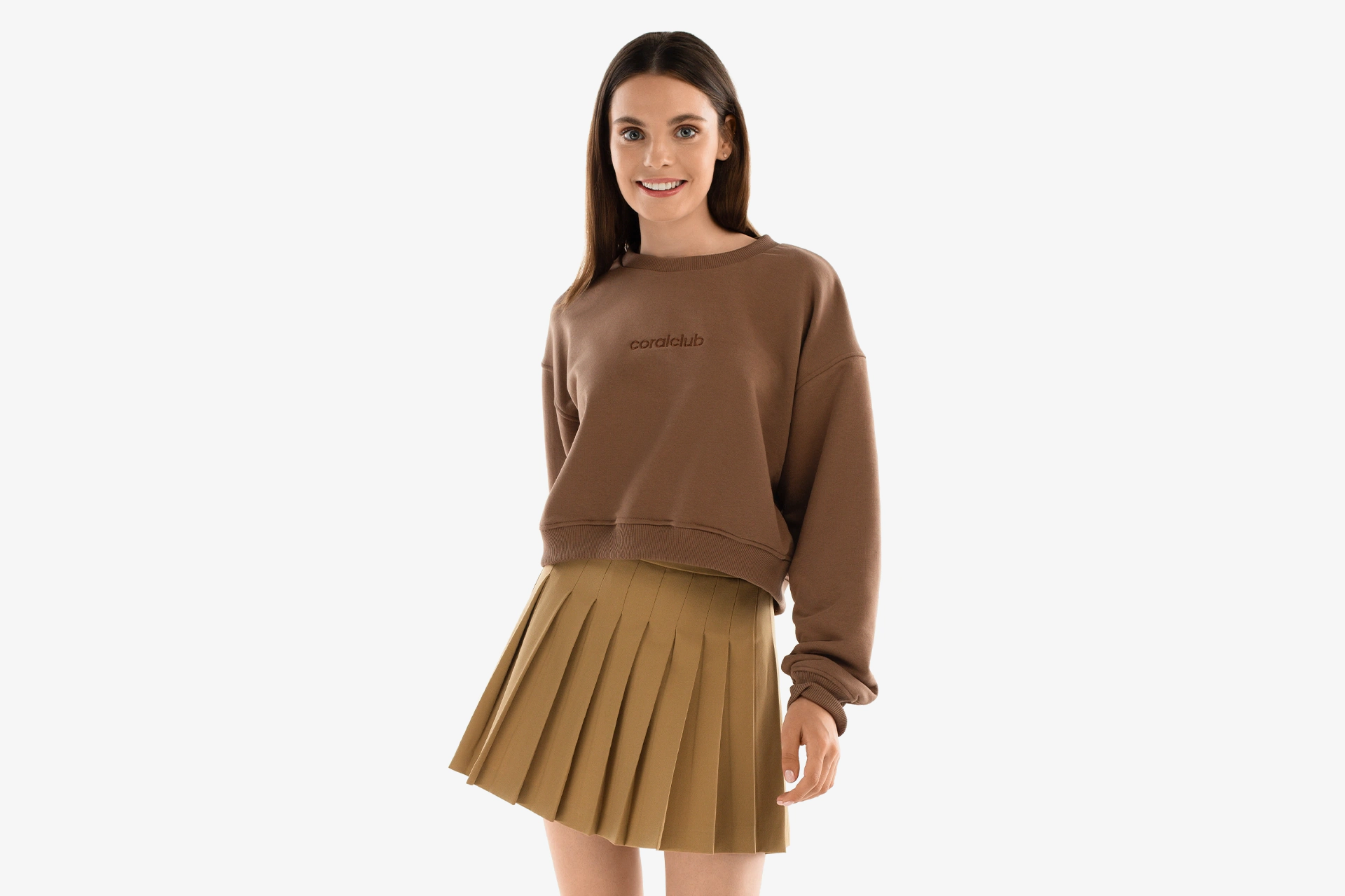 Женский свитшот укороченный, кофе